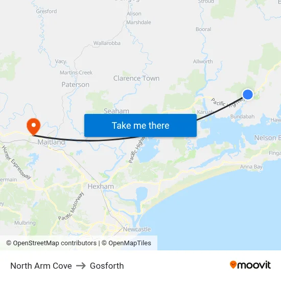 North Arm Cove to Gosforth map