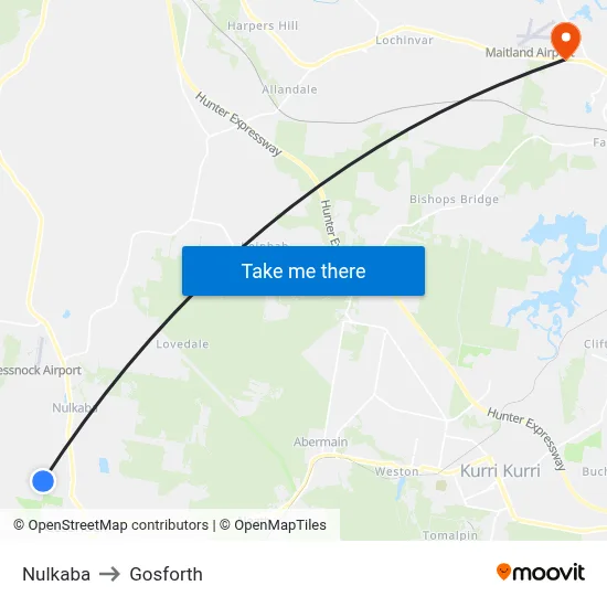 Nulkaba to Gosforth map
