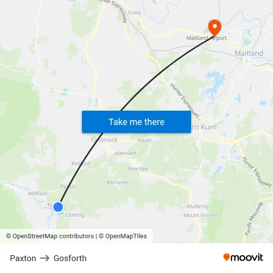 Paxton to Gosforth map