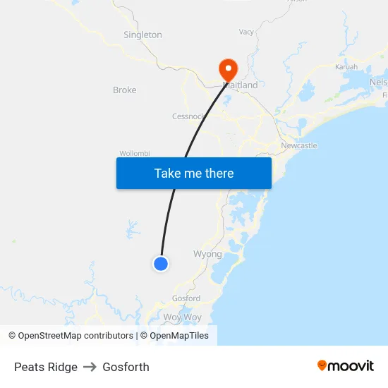 Peats Ridge to Gosforth map