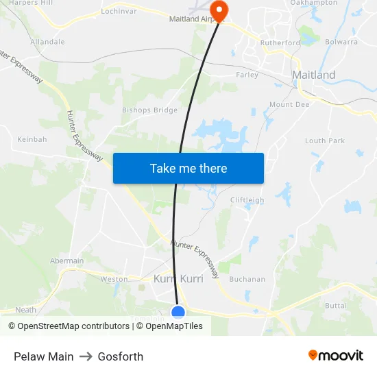 Pelaw Main to Gosforth map