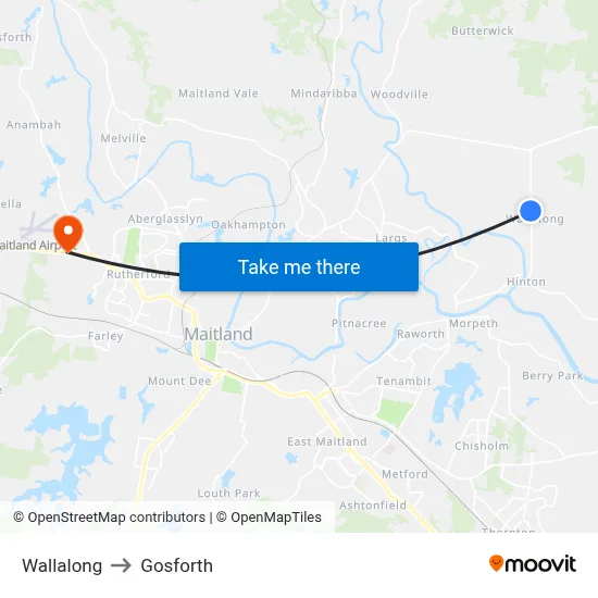 Wallalong to Gosforth map