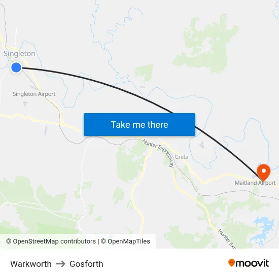 Warkworth to Gosforth map