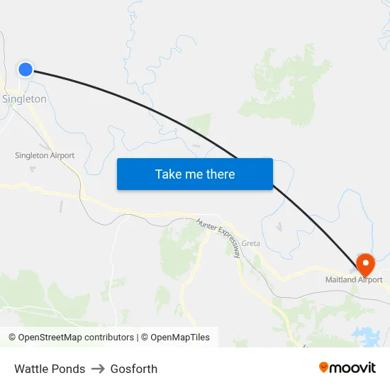 Wattle Ponds to Gosforth map