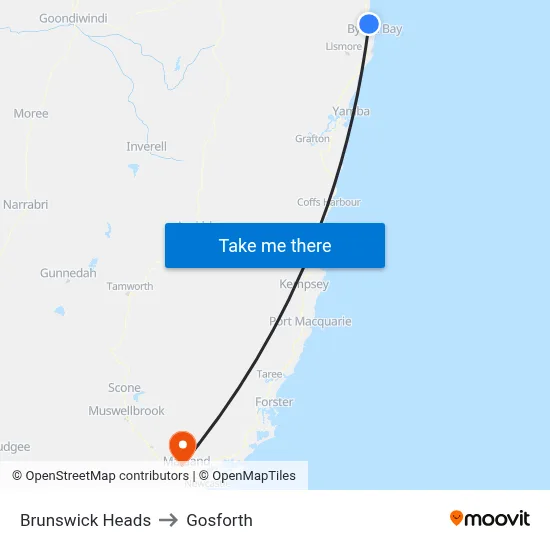 Brunswick Heads to Gosforth map