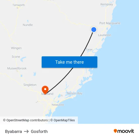Byabarra to Gosforth map