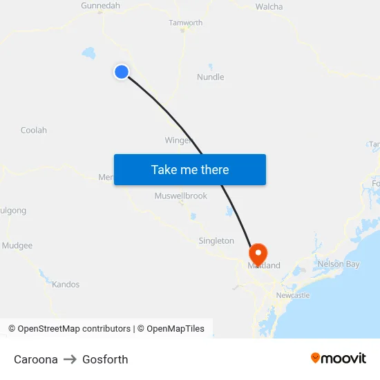 Caroona to Gosforth map