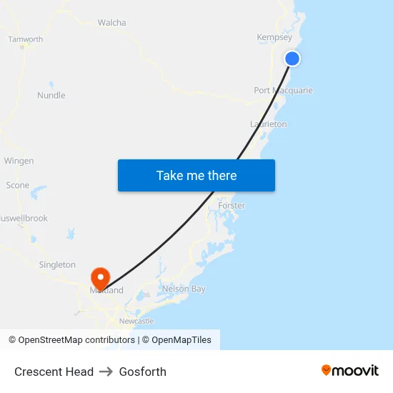 Crescent Head to Gosforth map