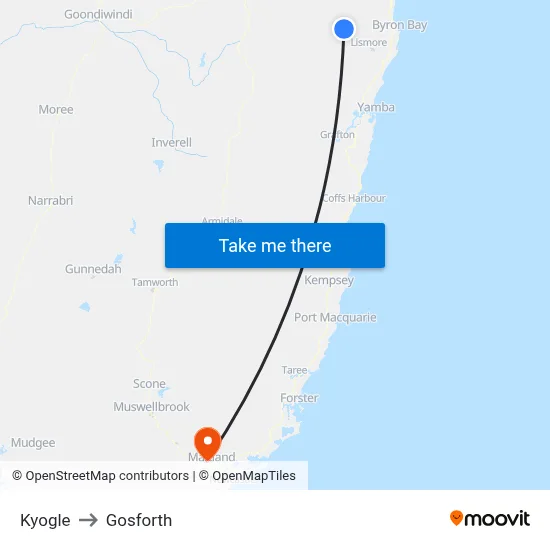 Kyogle to Gosforth map