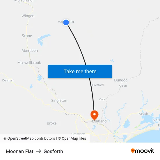 Moonan Flat to Gosforth map