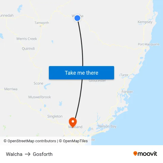 Walcha to Gosforth map