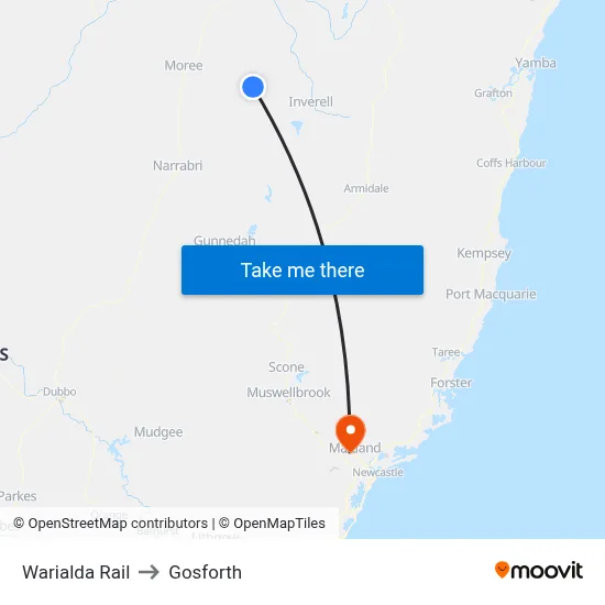 Warialda Rail to Gosforth map