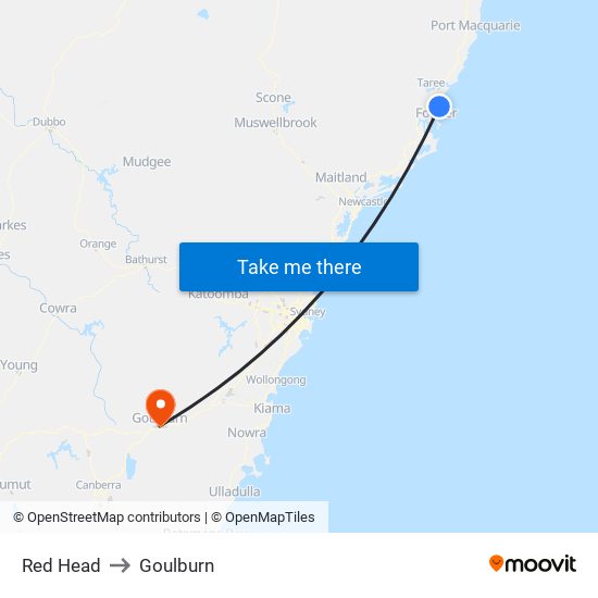 Red Head to Goulburn map