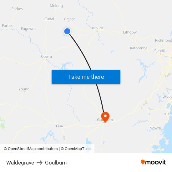 Waldegrave to Goulburn map