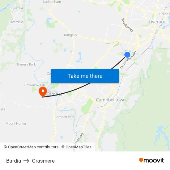 Bardia to Grasmere map