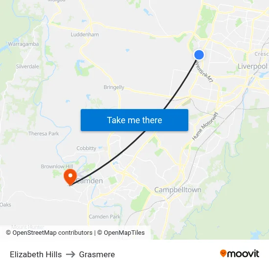 Elizabeth Hills to Grasmere map