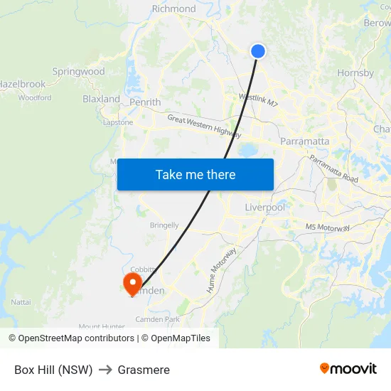 Box Hill (NSW) to Grasmere map