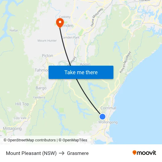 Mount Pleasant (NSW) to Grasmere map