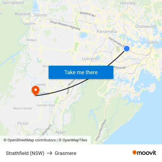 Strathfield (NSW) to Grasmere map