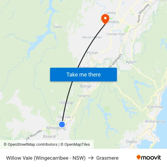 Willow Vale (Wingecarribee - NSW) to Grasmere map