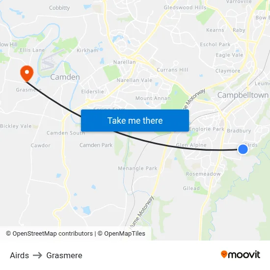 Airds to Grasmere map