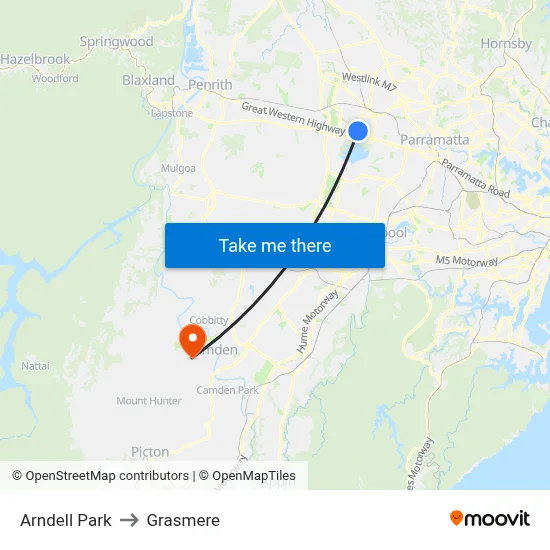 Arndell Park to Grasmere map