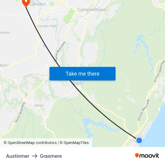 Austinmer to Grasmere map