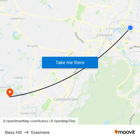 Bass Hill to Grasmere map