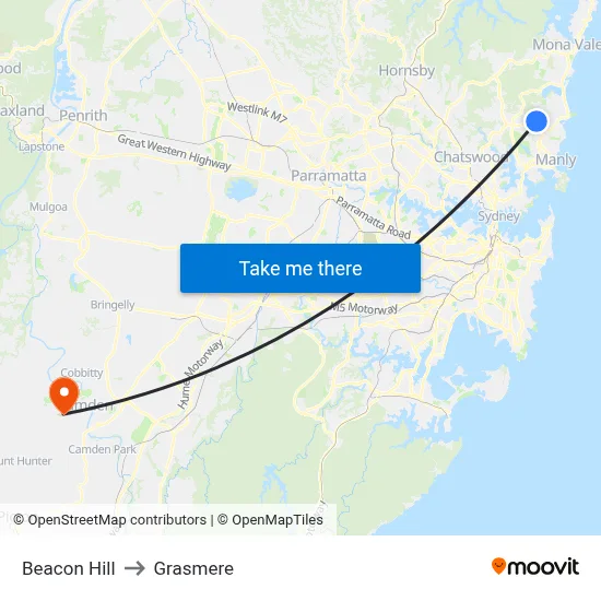 Beacon Hill to Grasmere map