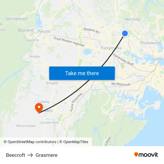 Beecroft to Grasmere map