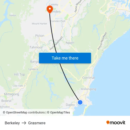 Berkeley to Grasmere map