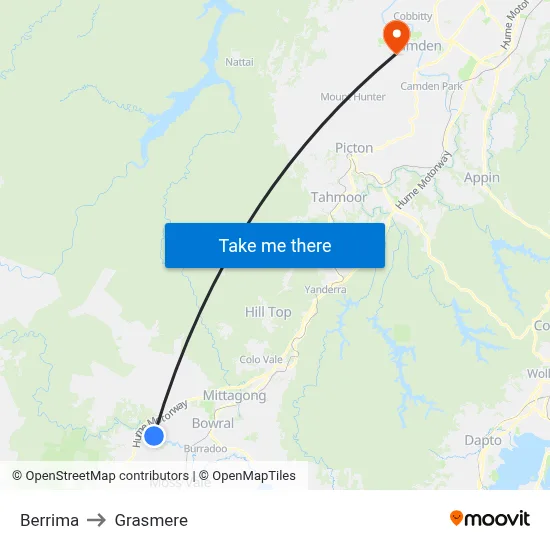 Berrima to Grasmere map