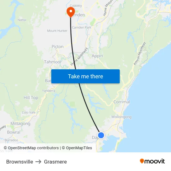 Brownsville to Grasmere map
