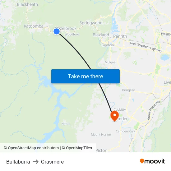 Bullaburra to Grasmere map