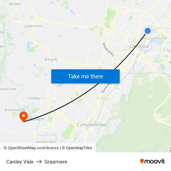 Canley Vale to Grasmere map