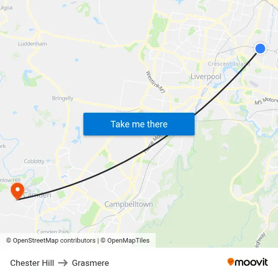 Chester Hill to Grasmere map