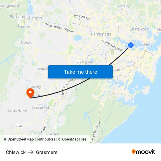 Chiswick to Grasmere map
