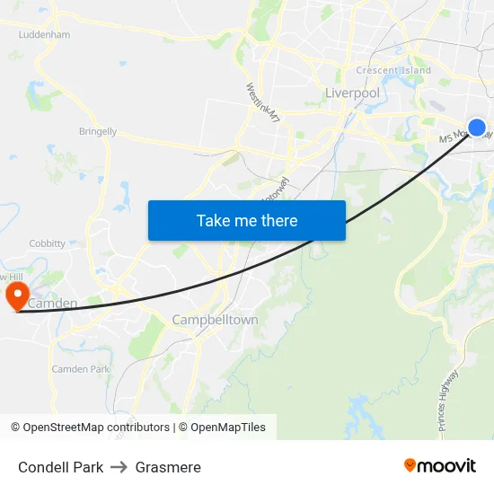 Condell Park to Grasmere map