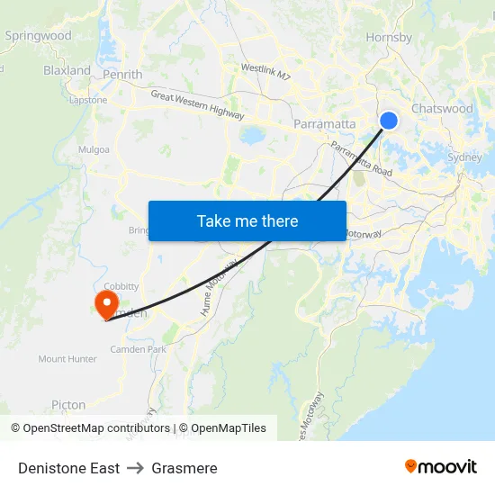 Denistone East to Grasmere map