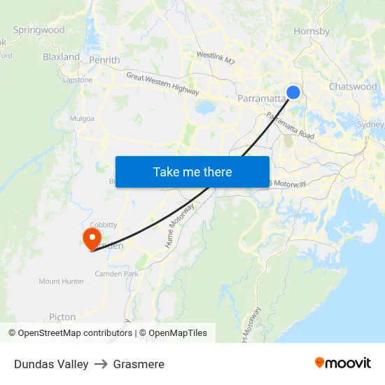 Dundas Valley to Grasmere map
