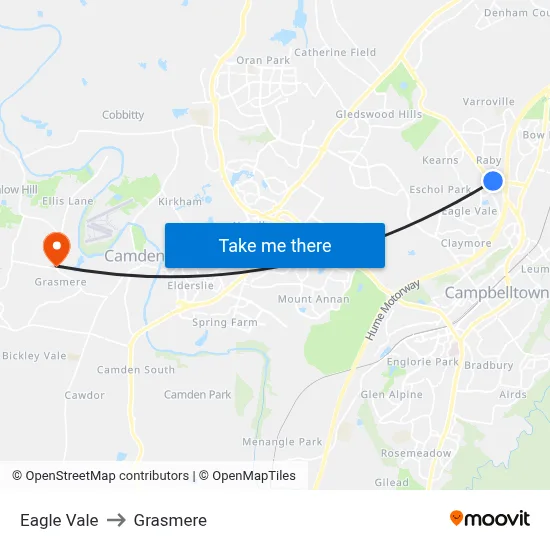 Eagle Vale to Grasmere map