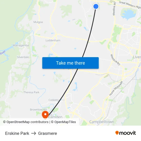 Erskine Park to Grasmere map