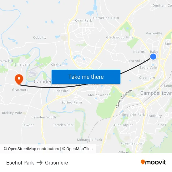 Eschol Park to Grasmere map
