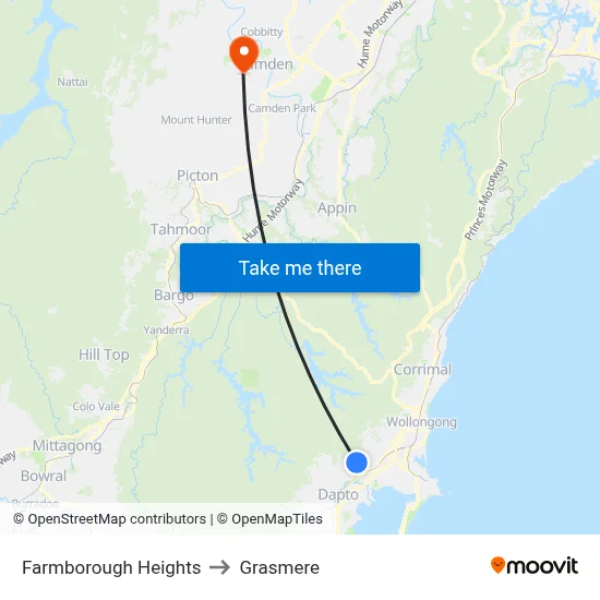Farmborough Heights to Grasmere map