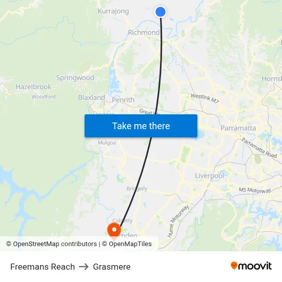 Freemans Reach to Grasmere map