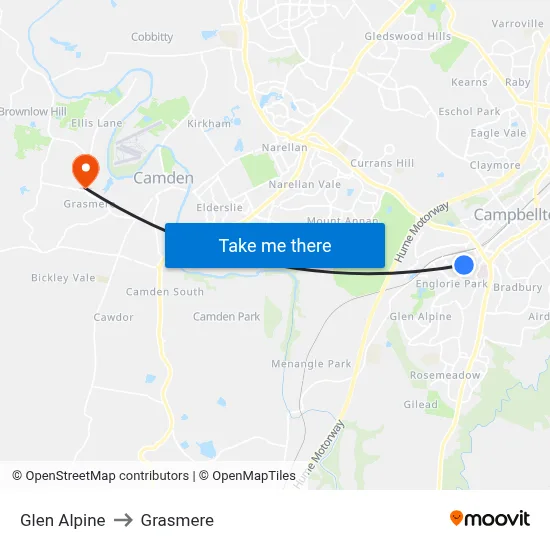 Glen Alpine to Grasmere map