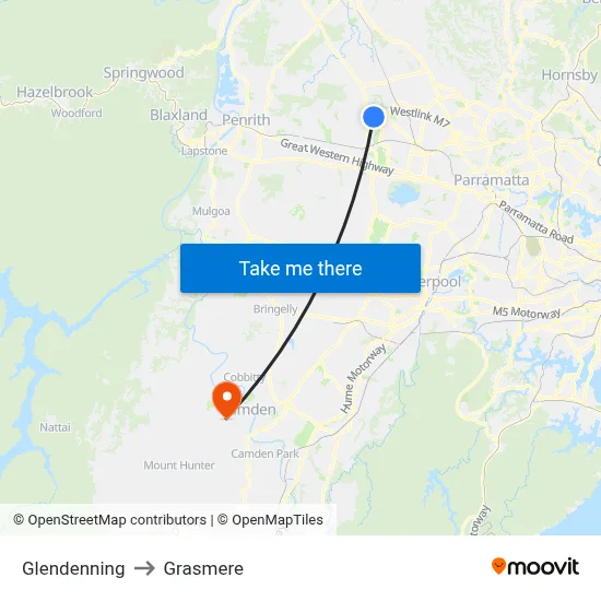 Glendenning to Grasmere map