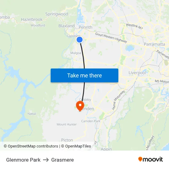Glenmore Park to Grasmere map