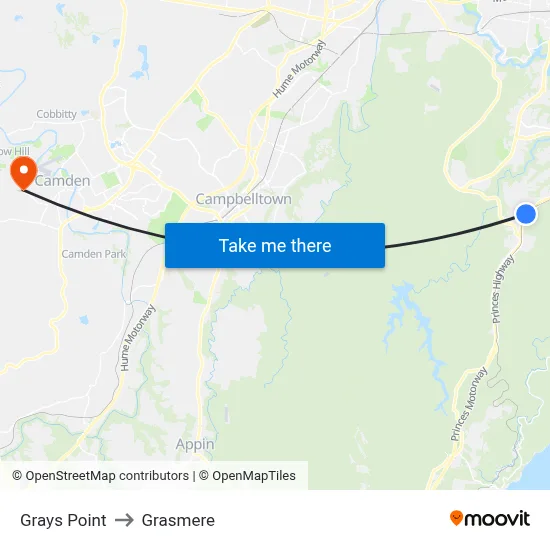 Grays Point to Grasmere map