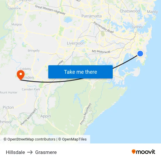 Hillsdale to Grasmere map